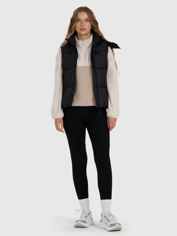 Damski bezrękawnik puchowy pikowany 4F 4FWAW25TVJAF223 - czarny
