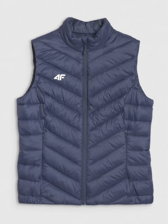 Damski bezrękawnik puchowy pikowany 4F NOSH4-KUDP001B - niebieski