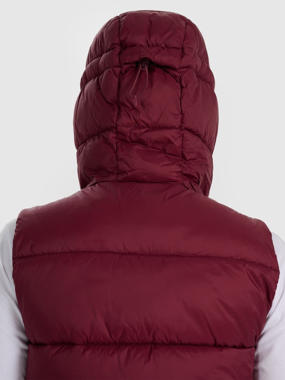 Damski bezrękawnik puchowy pikowany z kapturem 4F 4FRAW25TVJAF326 - bordowy