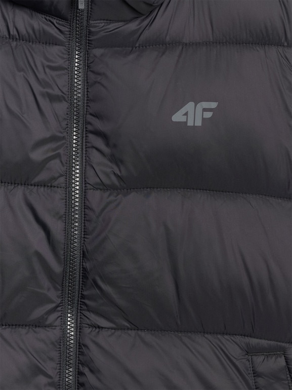 Damski bezrękawnik puchowy pikowany z kapturem 4F 4FRAW25TVJAF326 - czarny