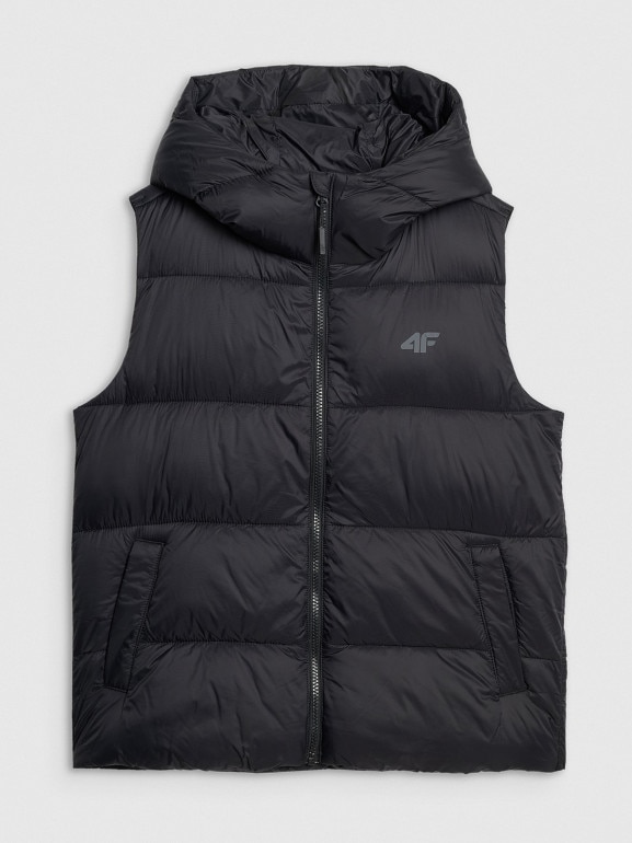 Damski bezrękawnik puchowy pikowany z kapturem 4F 4FRAW25TVJAF326 - czarny