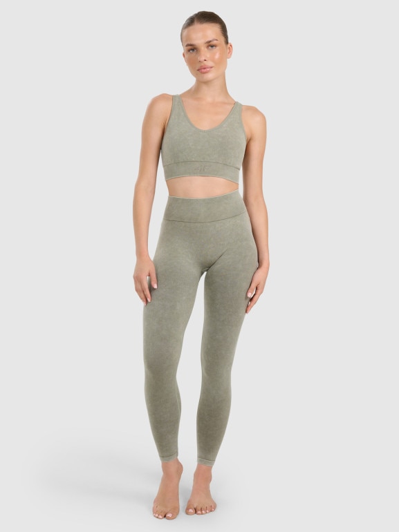 Damski biustonosz do jogi i pilatesu 4F 4FWAW25USBAF210 -  zielony