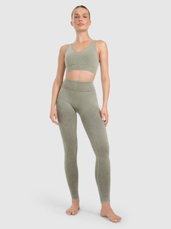 Damski biustonosz do jogi i pilatesu 4F 4FWAW25USBAF210 -  zielony