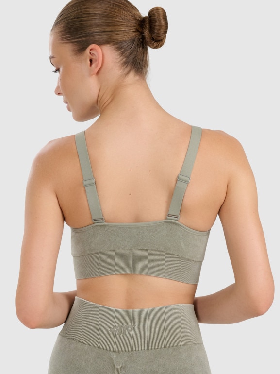 Damski biustonosz do jogi i pilatesu 4F 4FWAW25USBAF210 -  zielony
