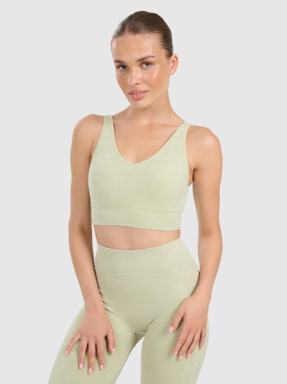 Damski biustonosz do jogi i pilatesu 4F 4FWAW25USBAF210 - zielony