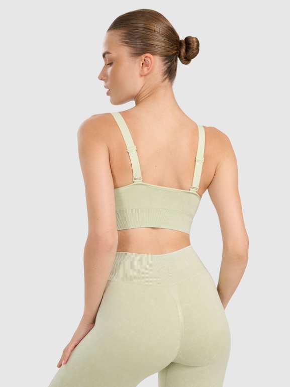Damski biustonosz do jogi i pilatesu 4F 4FWAW25USBAF210 - zielony