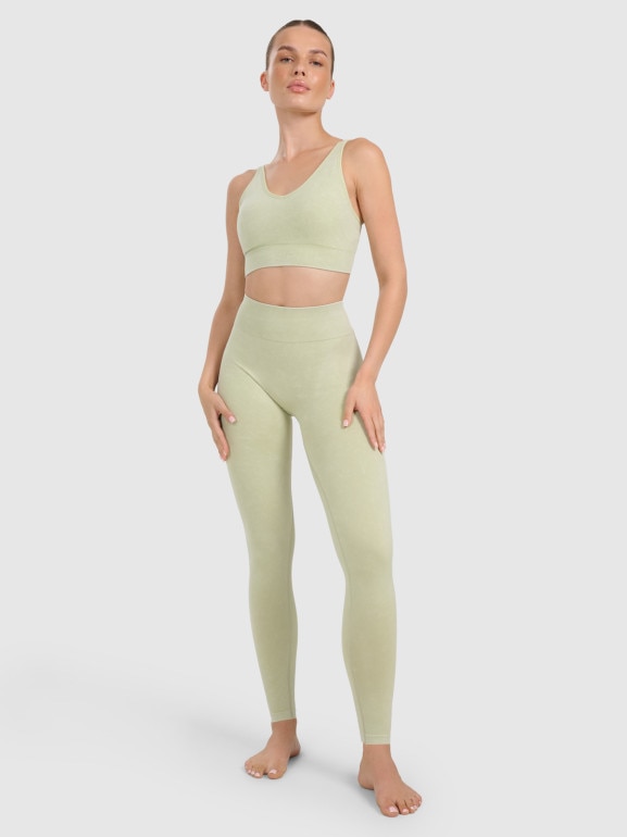 Damski biustonosz do jogi i pilatesu 4F 4FWAW25USBAF210 - zielony