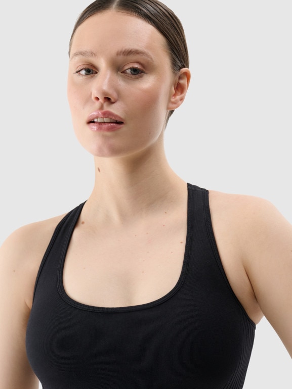 Damski biustonosz treningowy 4F 4FRSS25USBAF154 - czarny