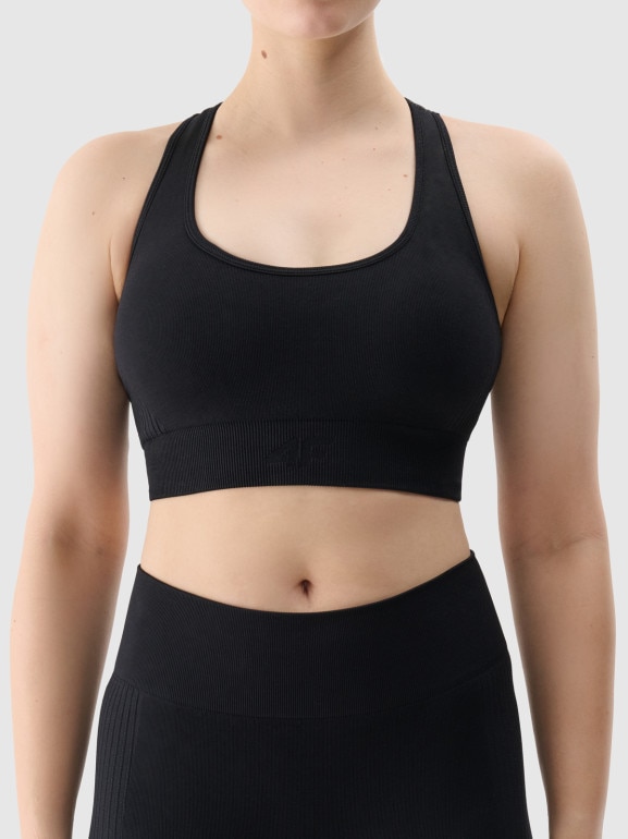Damski biustonosz treningowy 4F 4FRSS25USBAF154 - czarny