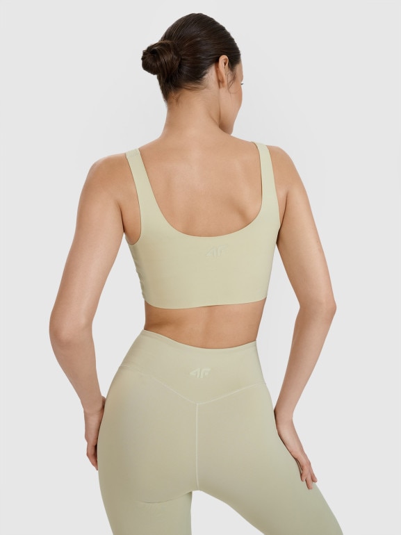 Damski biustonosz treningowy 4F 4FRSS25USBAF167 - zielony