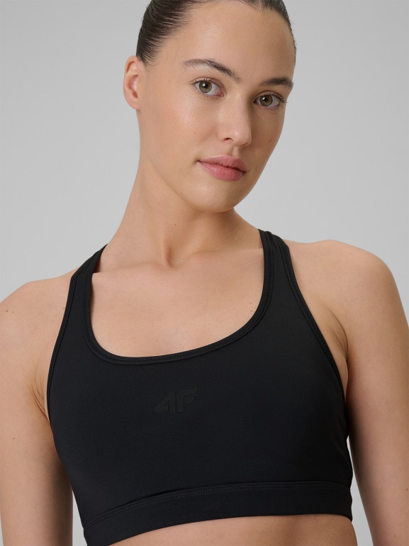 Damski biustonosz treningowy 4F 4FRSS26USBAF270 - czarny
