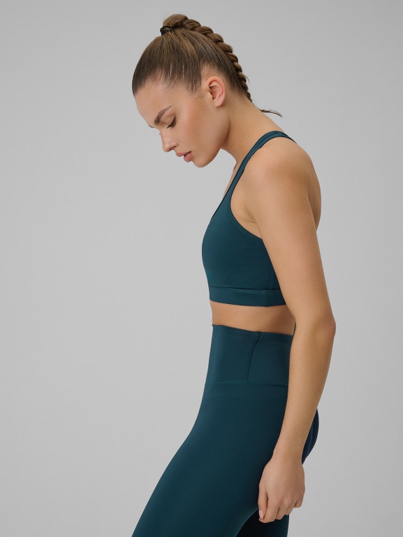 Damski biustonosz treningowy 4F 4FRSS26USBAF270 - turkusowy