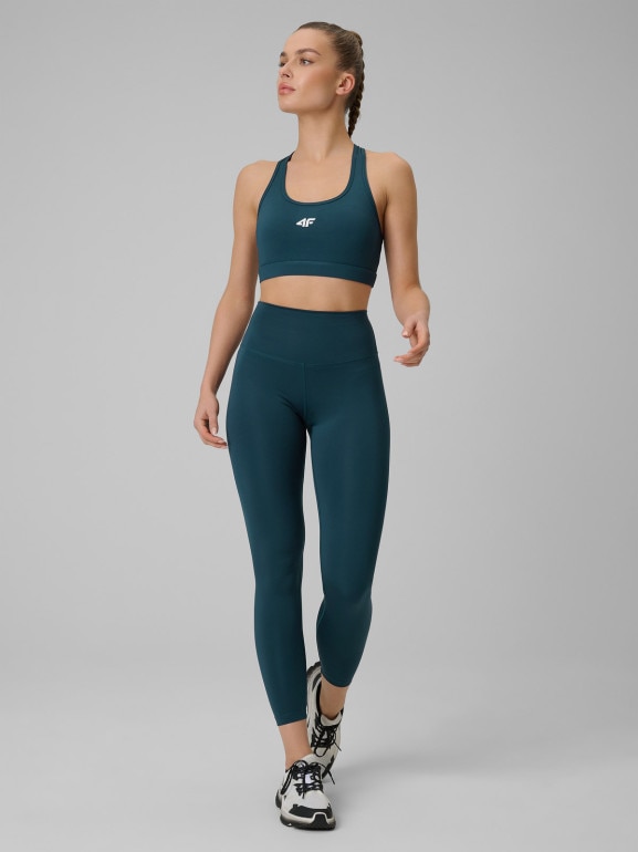 Damski biustonosz treningowy 4F 4FRSS26USBAF270 - turkusowy