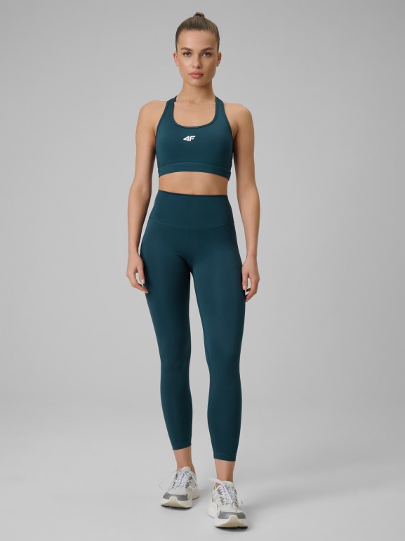 Damski biustonosz treningowy 4F 4FRSS26USBAF270 - turkusowy