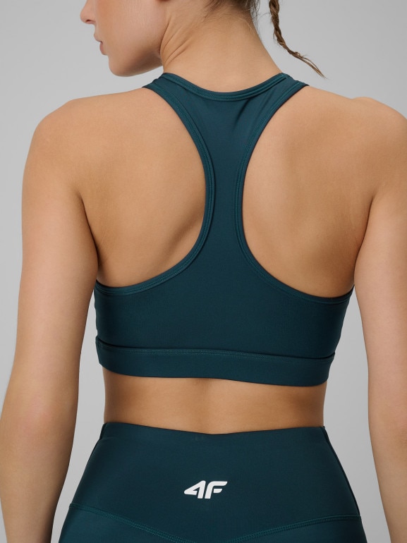 Damski biustonosz treningowy 4F 4FRSS26USBAF270 - turkusowy