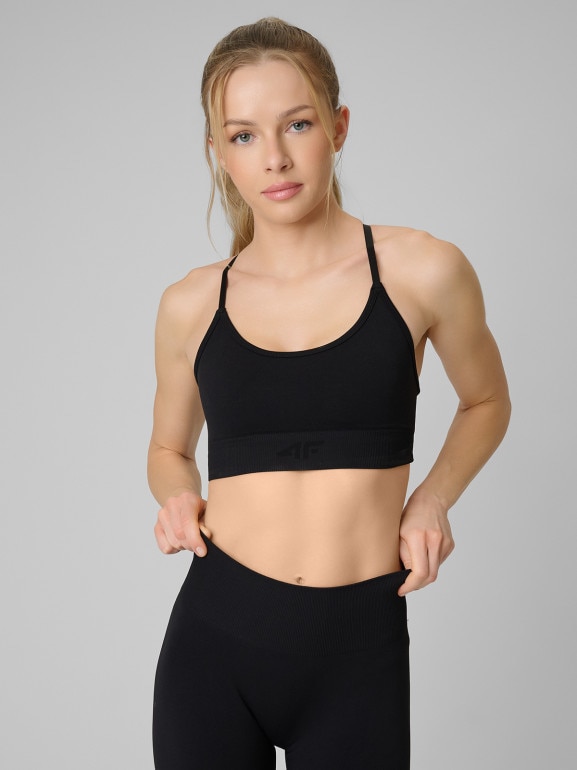 Damski biustonosz treningowy 4F 4FRSS26USBAF271 - czarny