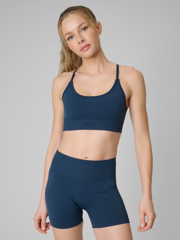 Damski biustonosz treningowy 4F 4FRSS26USBAF271 - turkusowy