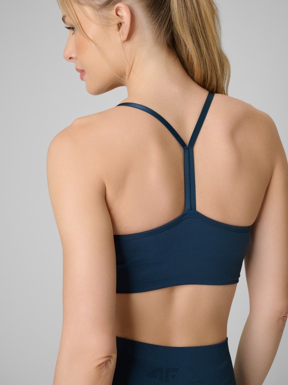 Damski biustonosz treningowy 4F 4FRSS26USBAF271 - turkusowy