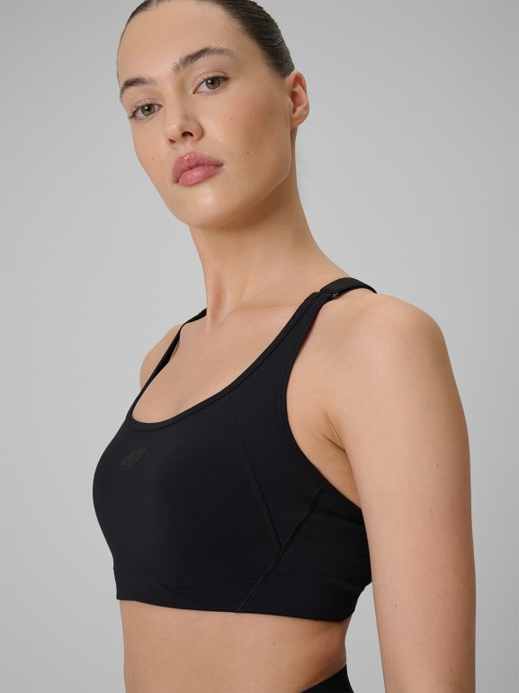 Damski biustonosz treningowy 4F 4FRSS26USBAF287 - czarny