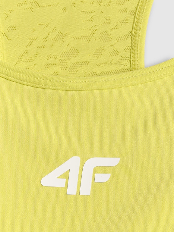 Damski biustonosz treningowy 4F 4FRSS26USBAF326 - limonkowy