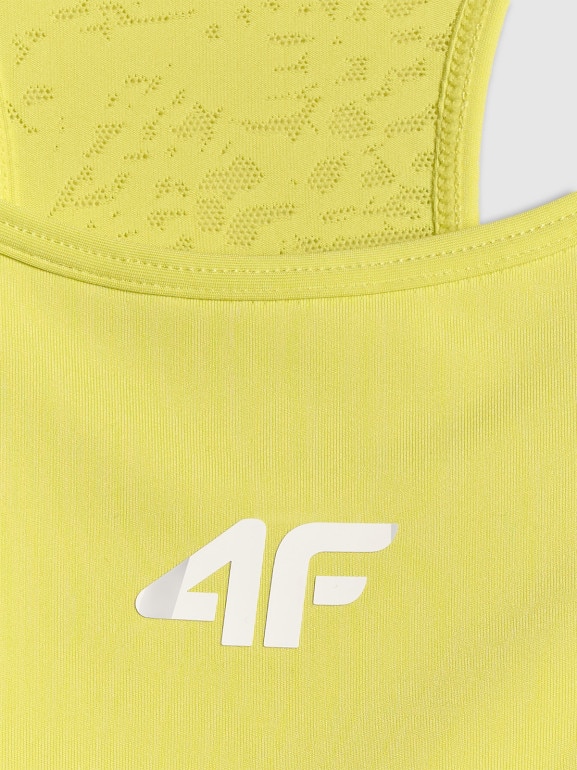 Damski biustonosz treningowy 4F 4FRSS26USBAF326 - limonkowy