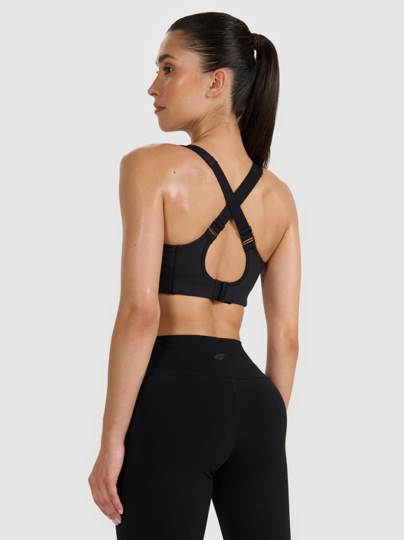 Damski biustonosz treningowy 4F 4FWAW25USBAF174 - czarny