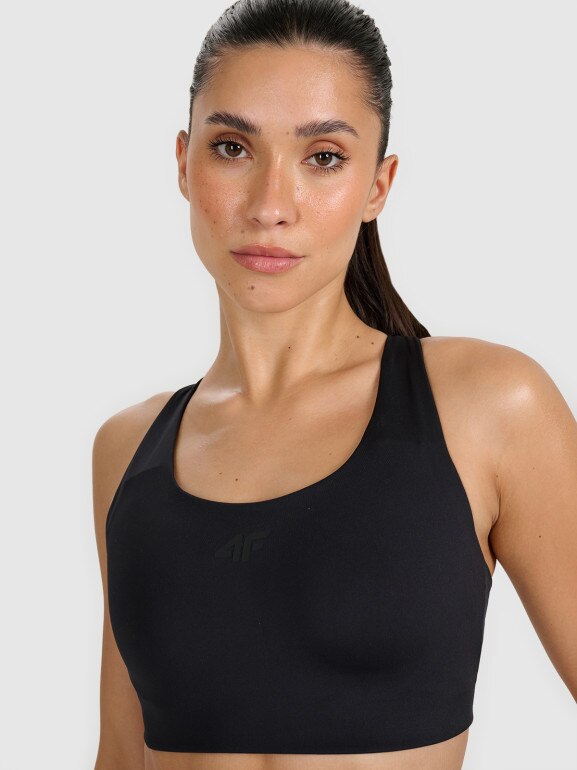 Damski biustonosz treningowy 4F 4FWAW25USBAF174 - czarny