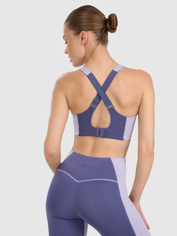 Damski biustonosz treningowy 4F 4FWAW25USBAF174 - niebieski