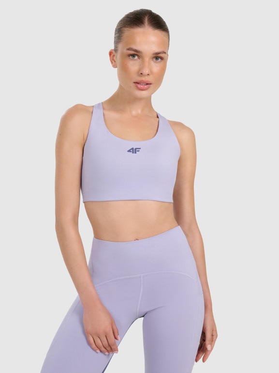 Damski biustonosz treningowy 4F 4FWAW25USBAF174 - niebieski