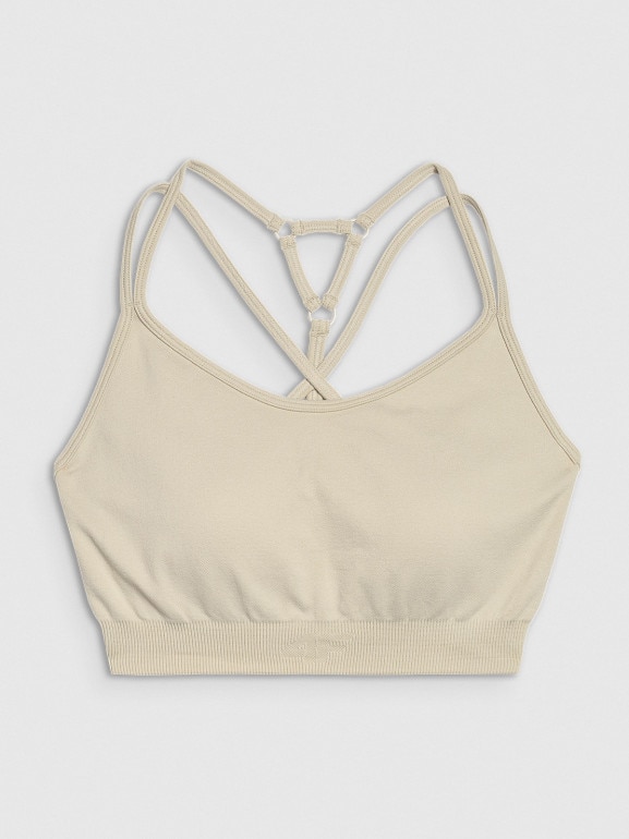 Damski biustonosz treningowy 4F 4FWAW25USBAF218 - beżowy