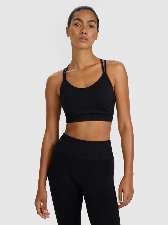 Damski biustonosz treningowy 4F 4FWAW25USBAF218 - czarny