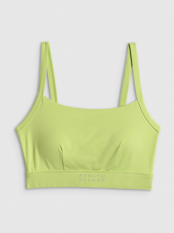 Damski biustonosz treningowy 4F 4FWSS26USBAF207 -  limonkowy
