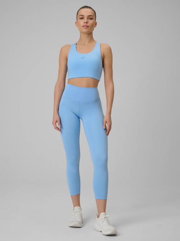 Damski biustonosz treningowy 4F 4FWSS26USBAF219  - niebieski