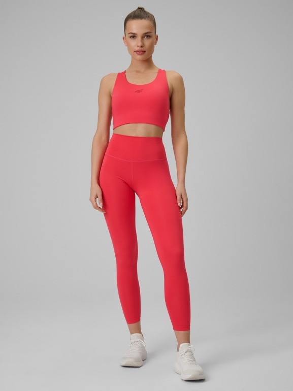 Damski biustonosz treningowy 4F 4FWSS26USBAF219  - czerwony