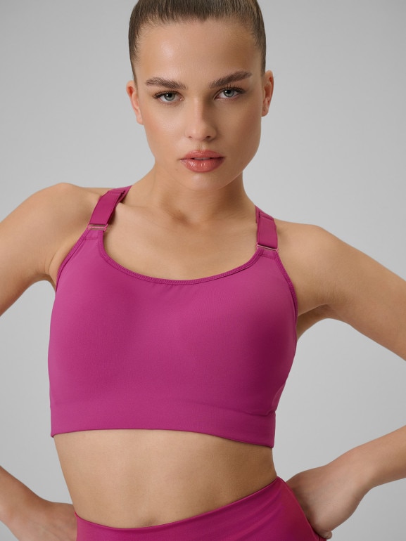 Damski biustonosz treningowy 4F 4FWSS26USBAF223 - różowy