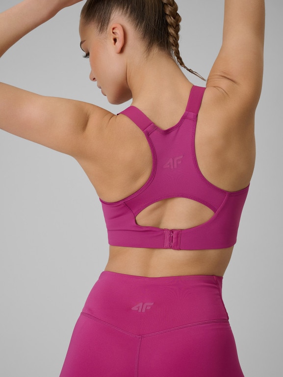 Damski biustonosz treningowy 4F 4FWSS26USBAF223 - różowy