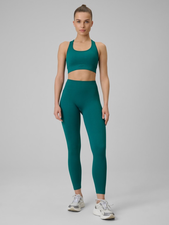 Damski biustonosz treningowy 4F 4FWSS26USBAF242 - turkusowy