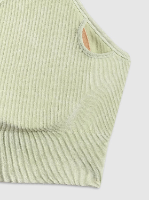 Damski biustonosz treningowy bezszwowy 4F 4FWSS26USBAF203 - zielony