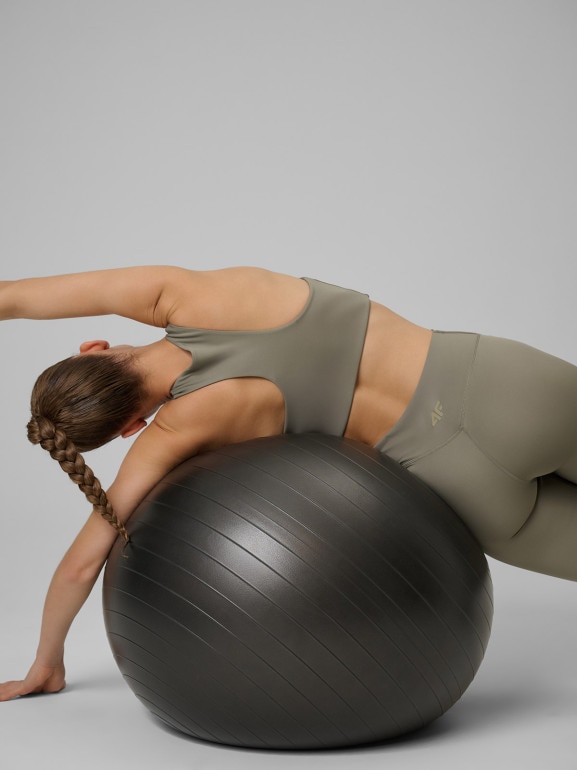 Damski biustonosz treningowy z niskim wsparciem 4F 4FWSS26USBAF219  - oliwkowy