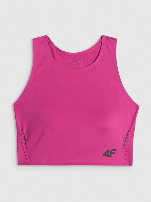 Damski crop-top do biegania 4F 4FWSS26TFSLF0902 - różowy