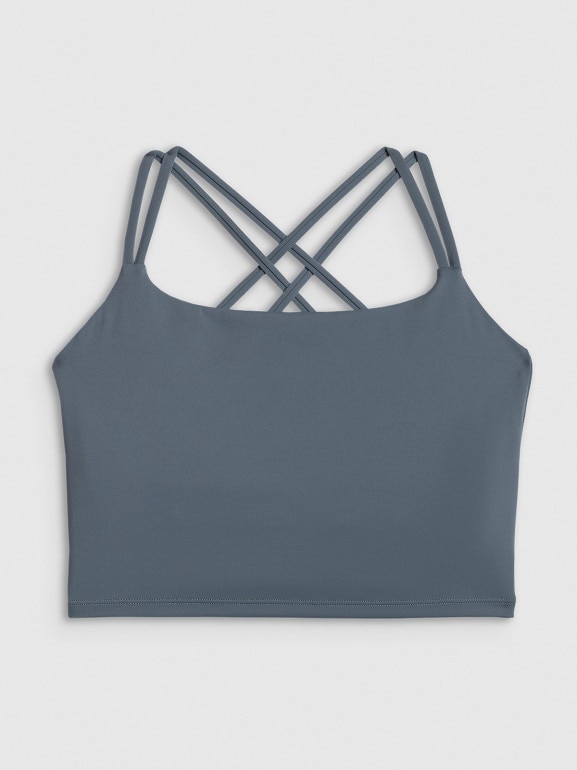 Damski crop-top do jogi 4F 4FWSS26TFSLF0745 - denim