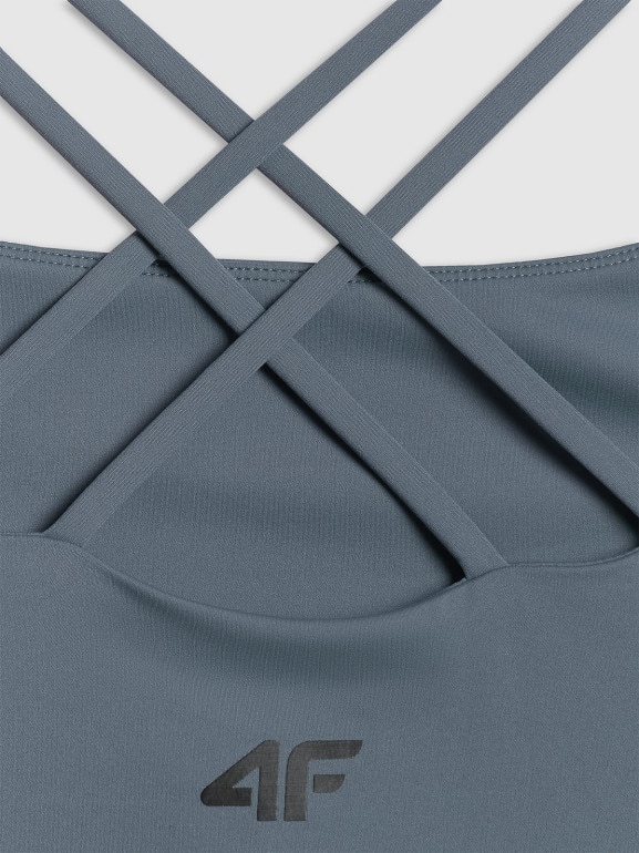 Damski crop-top do jogi 4F 4FWSS26TFSLF0745 - denim