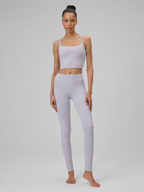 Damski crop-top do jogi 4F 4FWSS26TFSLF0745 - fioletowy
