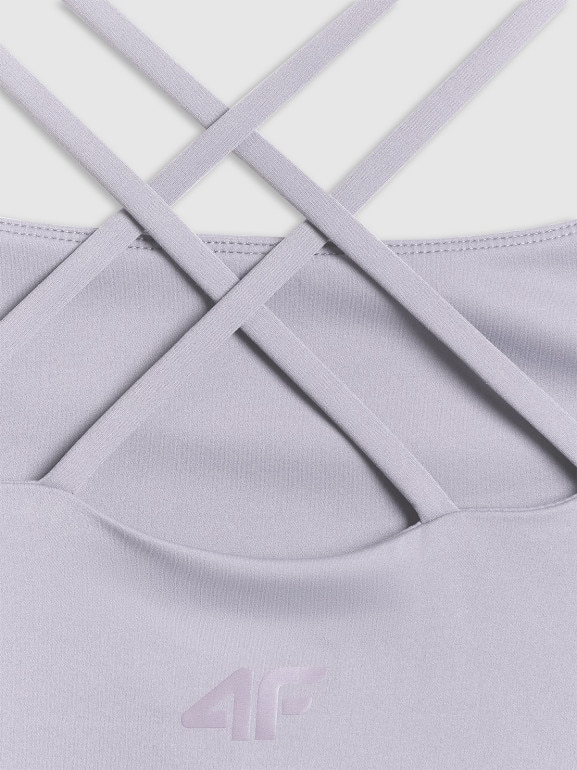Damski crop-top do jogi 4F 4FWSS26TFSLF0745 - fioletowy