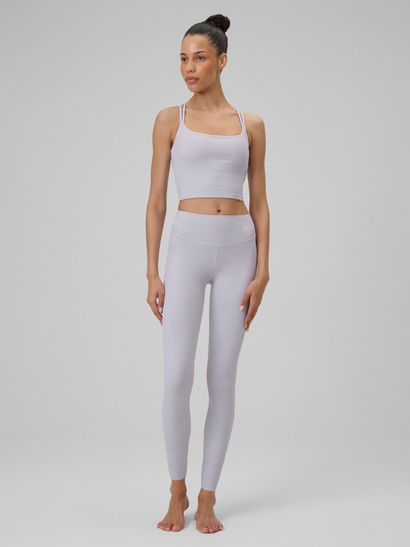 Damski crop-top do jogi 4F 4FWSS26TFSLF0745 - fioletowy