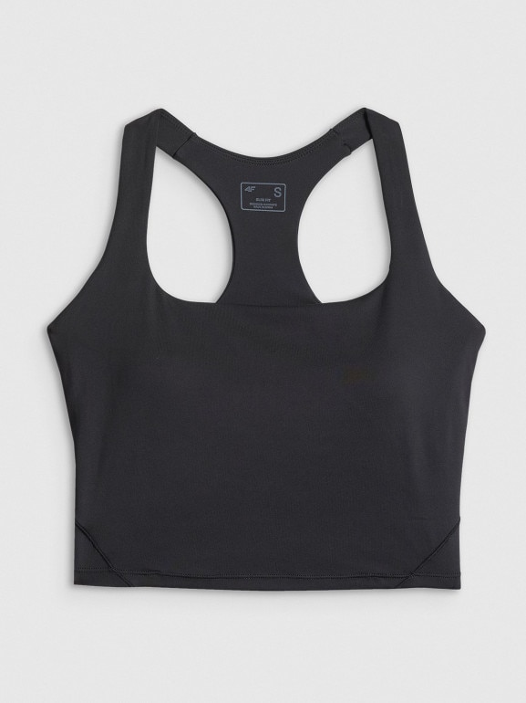 Damski crop-top treningowy 4F 4FWSS26TFSLF0751 - czarny