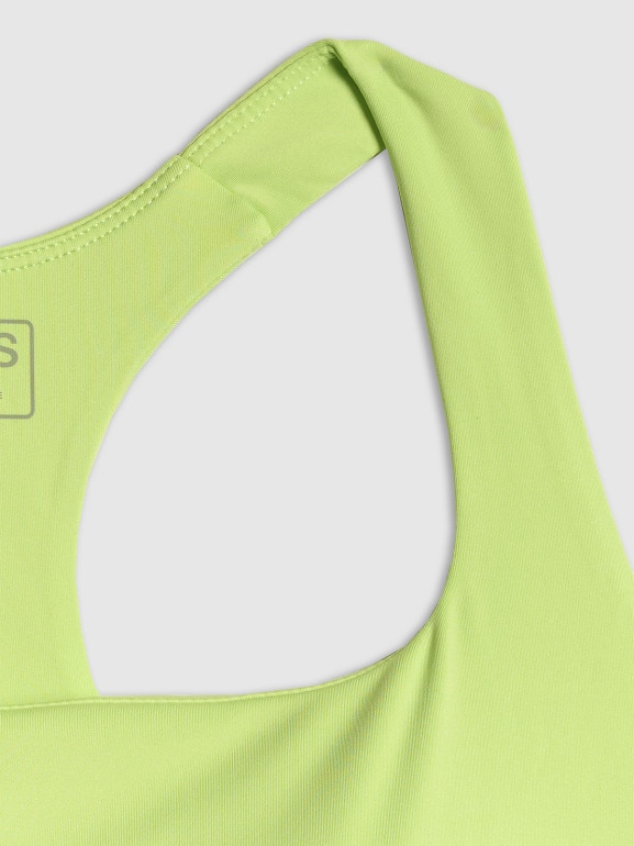 Damski crop-top treningowy 4F 4FWSS26TFSLF0751 - limonkowy