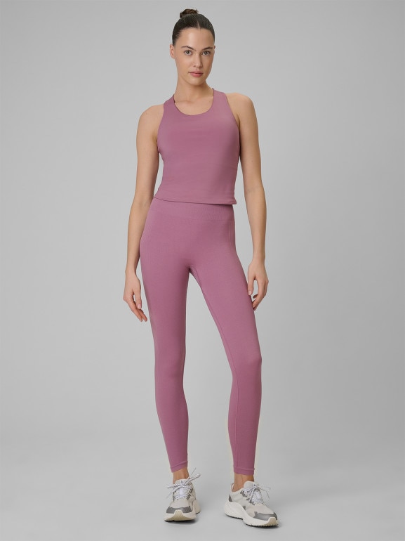 Damski crop-top treningowy 4F 4FWSS26TFSLF0769 - różowy