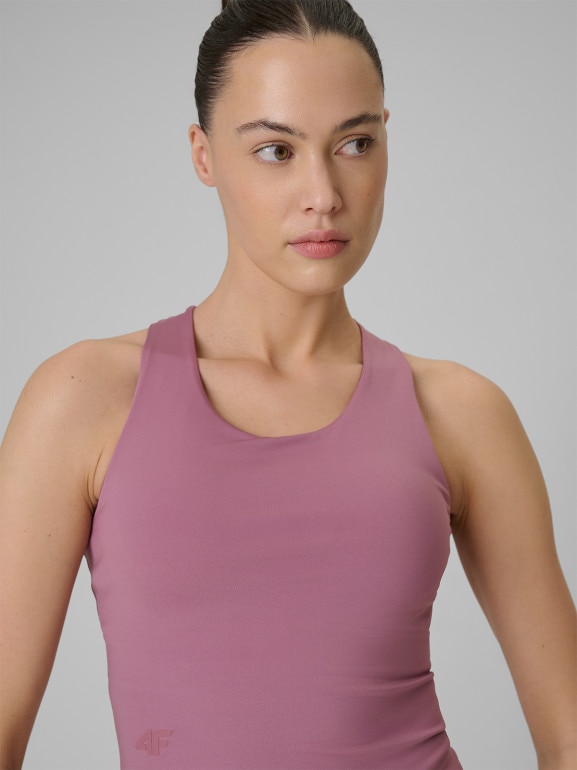 Damski crop-top treningowy 4F 4FWSS26TFSLF0769 - różowy