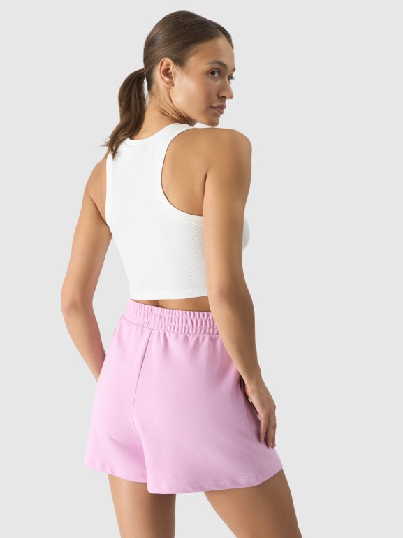 Damski crop top 4F 4FWSS24TSLEF066 - beżowy